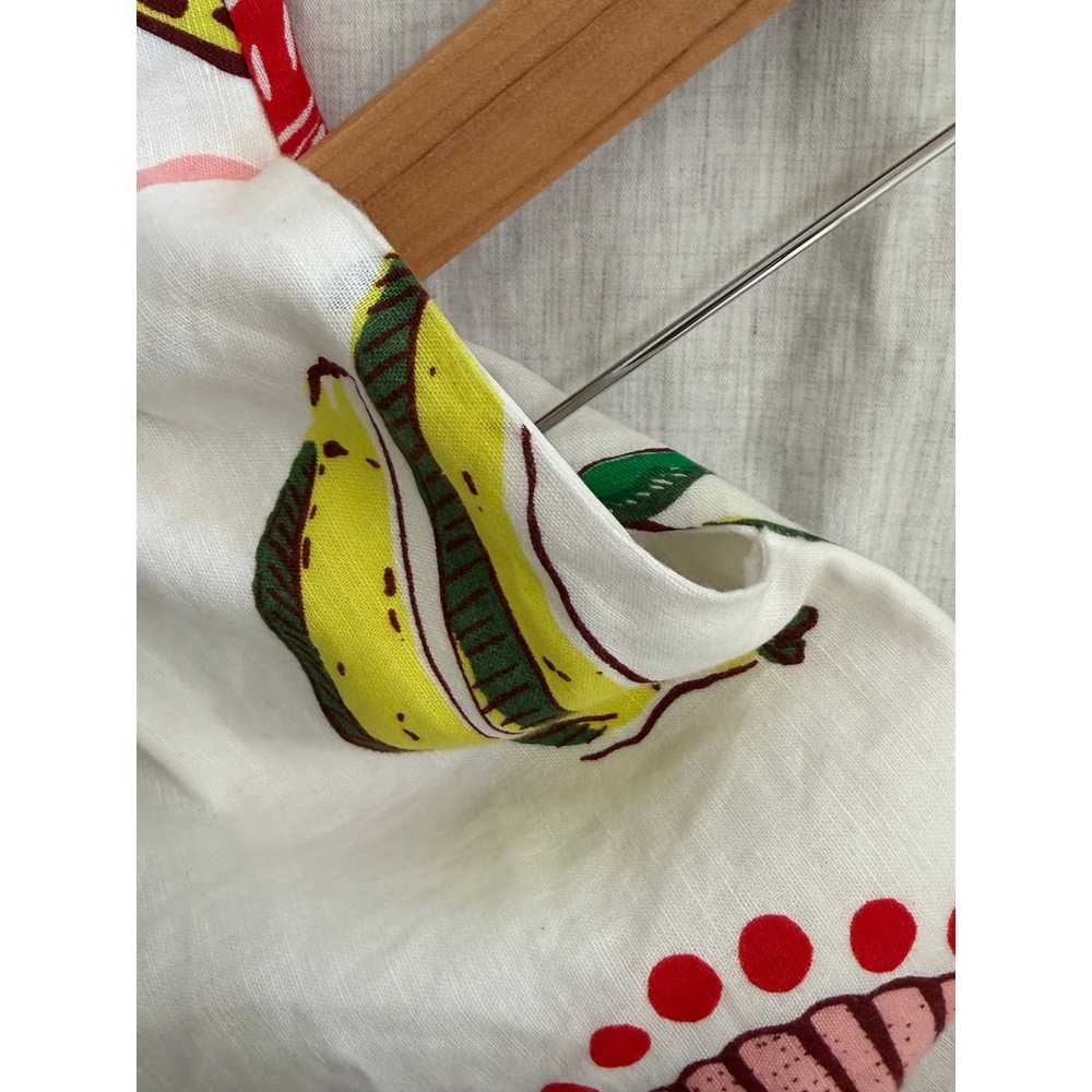 Boden Clara Linen Maxi Shirt Dress Womens 12 White Lobster Pineapple Belted - Picture 6 of 12